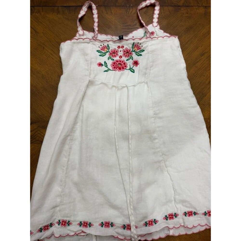 J.Crew Size 8 Embroidered Linen Mini Dress White Floral Cottagecore - Picture 9 of 14